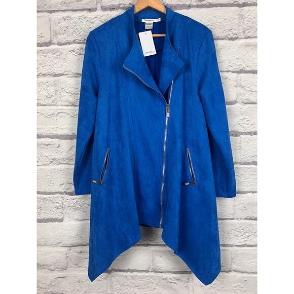 NWT Feratelli Womens S Biker Moto Artsy Edgy Boho Faux Suede Draped Jacket - Picture 3 of 10